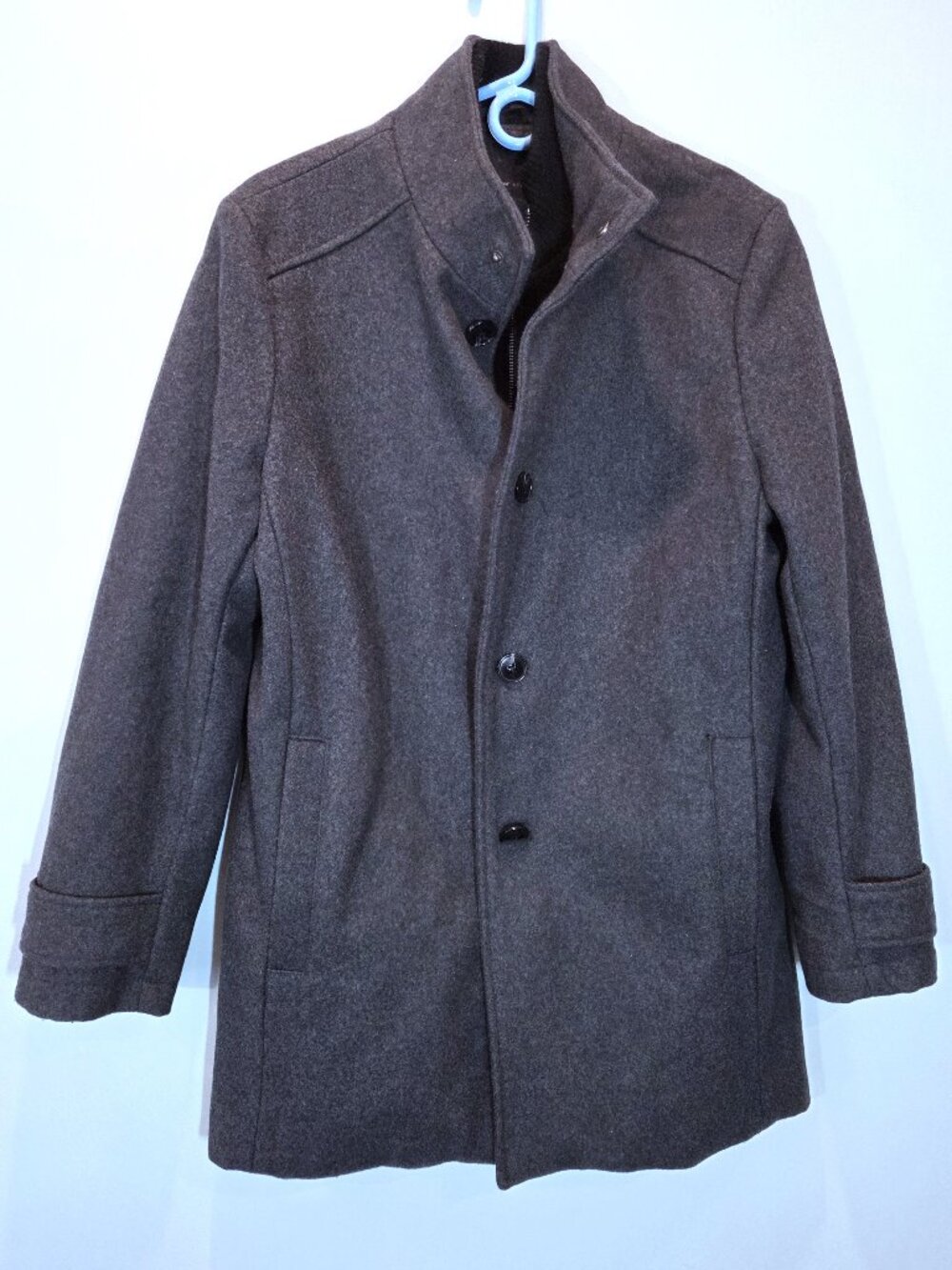 Andrew Marc New York Gray Wool Coat with Quilted Lining & Mock Turtleneck Size S